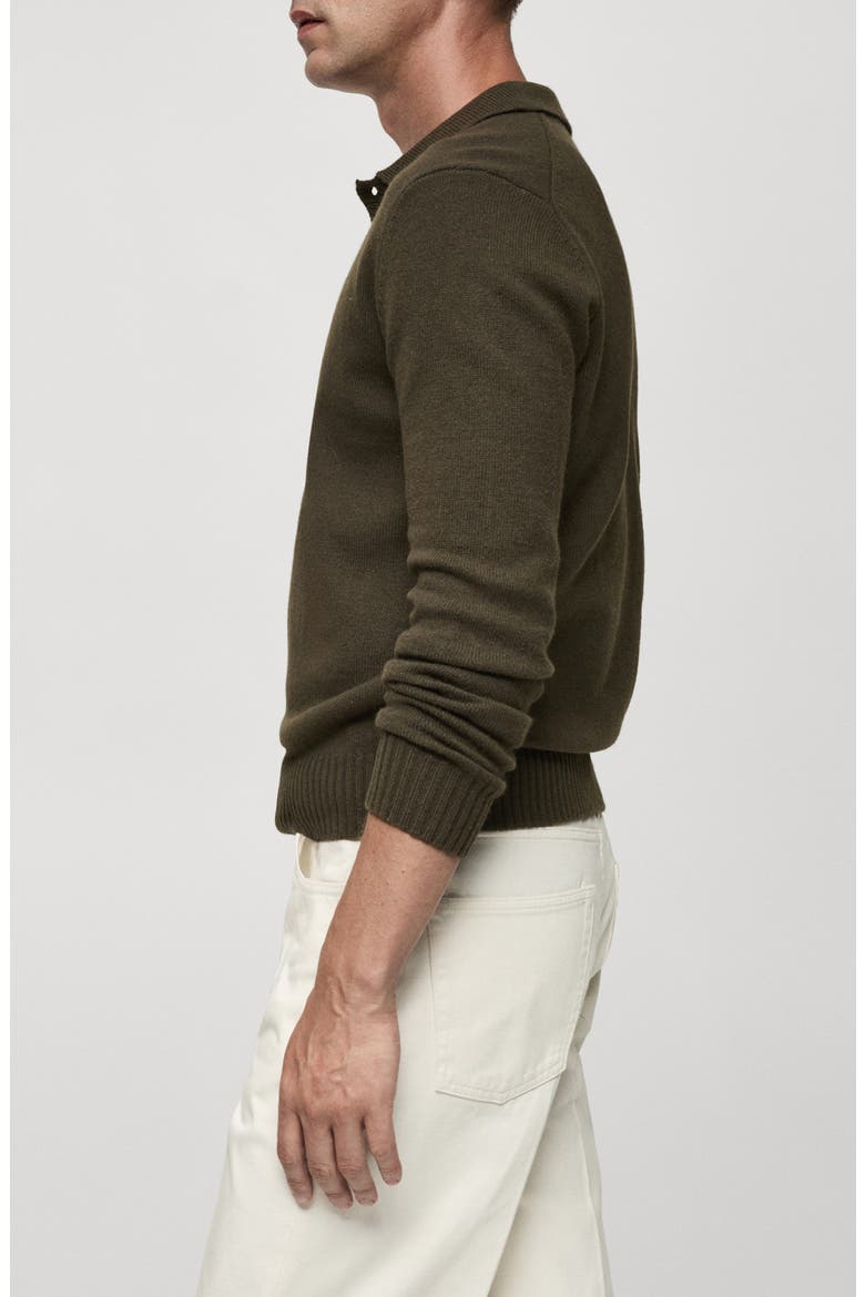 Wide Rib Trim Polo Sweater, Alternate, color, KHAKI GREEN