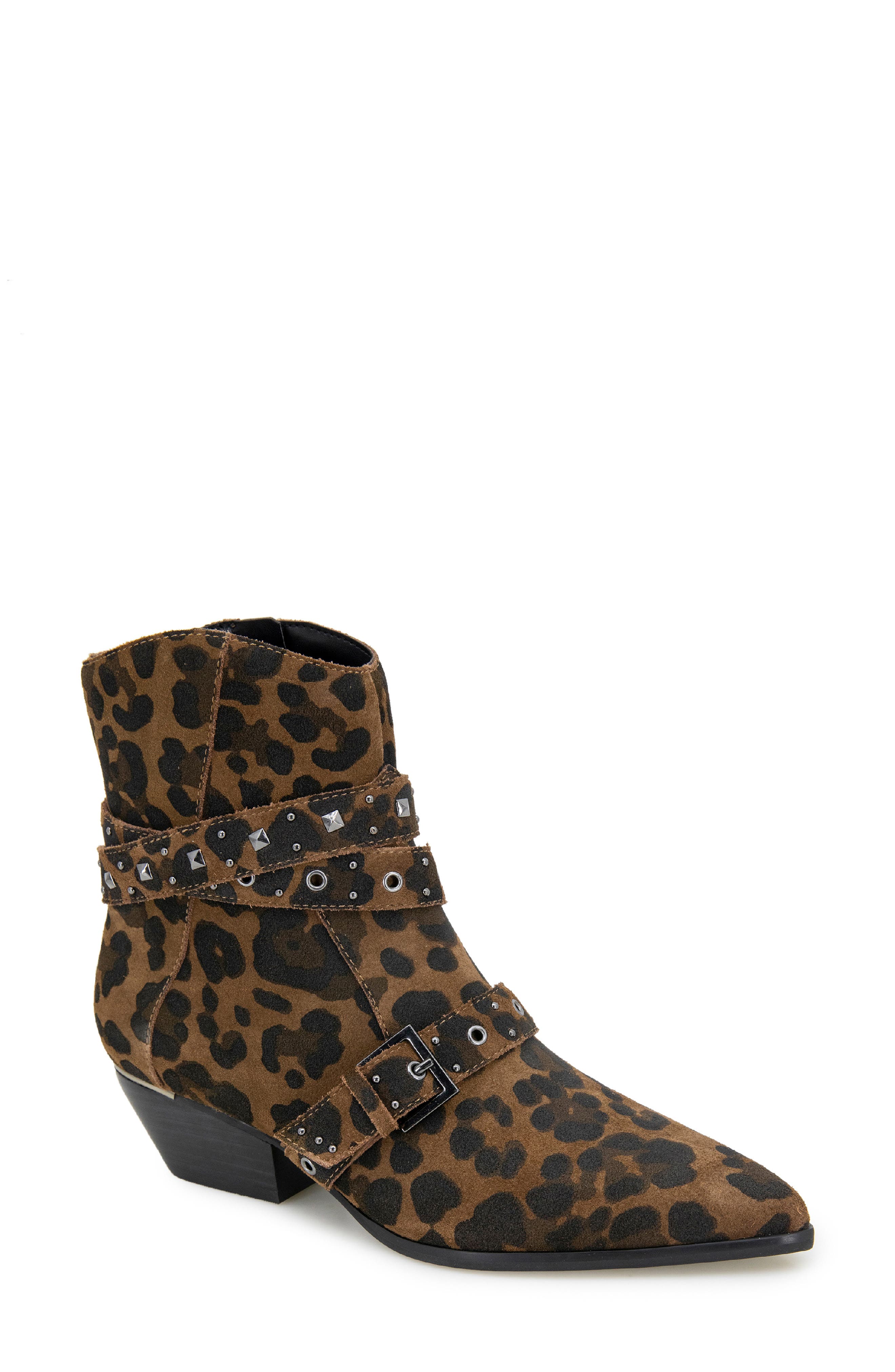 Cheyenne Stud Bootie, Main, color, LEOPARD SUEDE