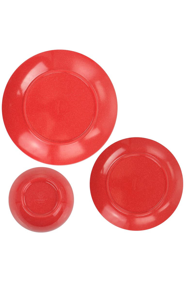 12 Piece Melamine Dinnerware Set in Red, Alternate, color, Red