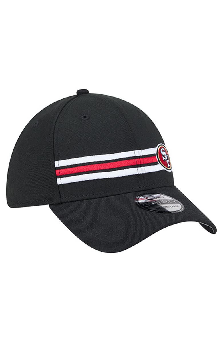 New Era Men
s New Era Black San Francisco 49ers Stripes 39THIRTY Flex Hat, Alternate, color, Black