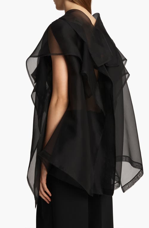 Khaite Santana Oversized Ruffle Silk Organza Top In Black