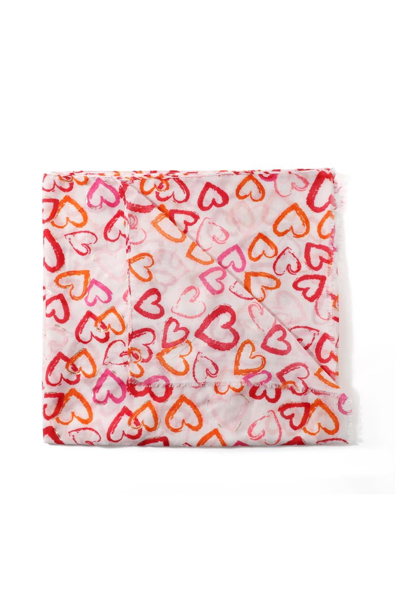 Gilded Hearts Lightweight Scarf, Alternate, color, Pink/Red