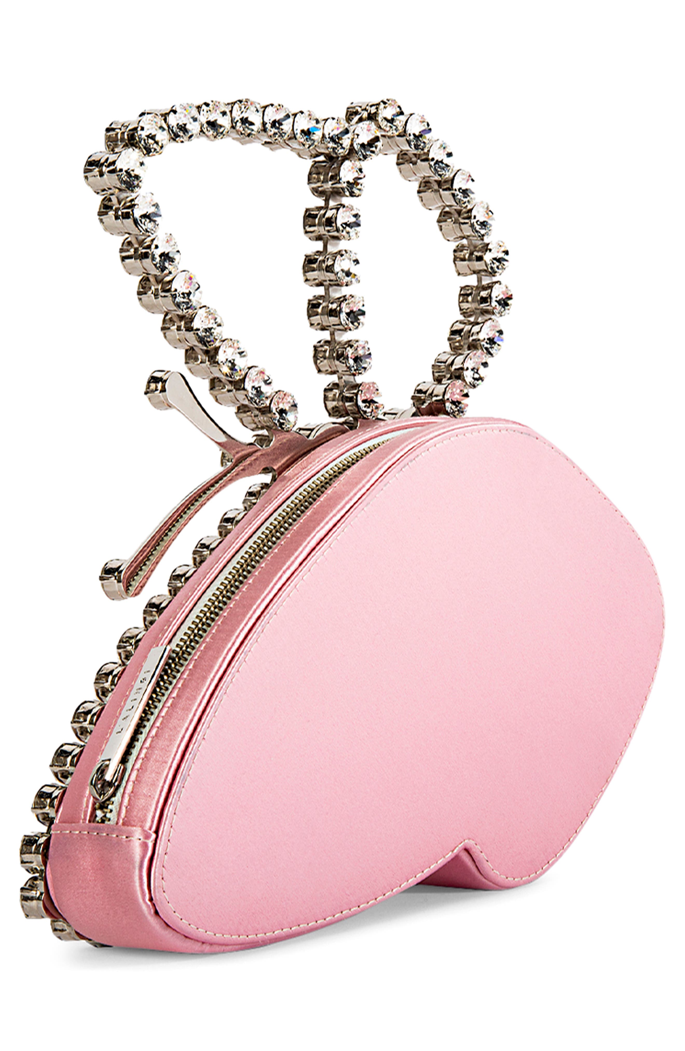 L’alingi Eternity Butterfly Crystal Handle Satin Clutch, Alternate, color, 