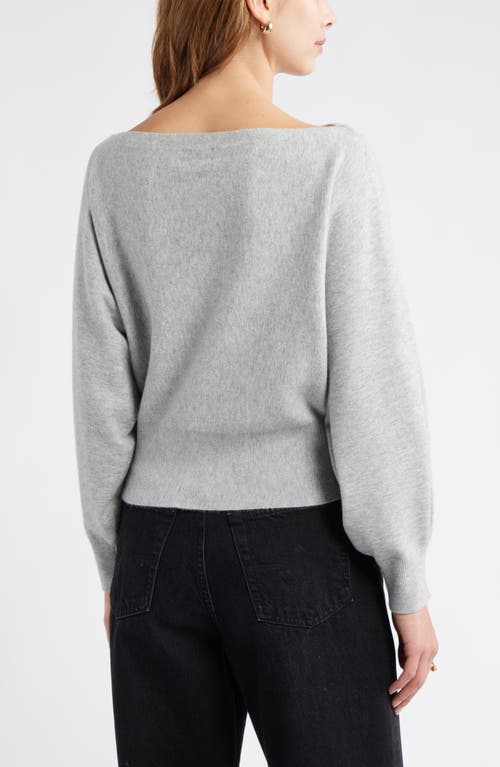 Open Edit Boat Neck Sweater In Gray