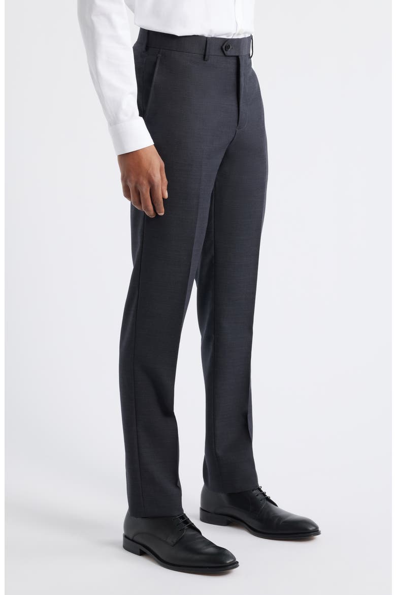Slim Fit Flat Front Charcoal Grey Wool Dress Pants, Alternate, color, CHARCOAL
