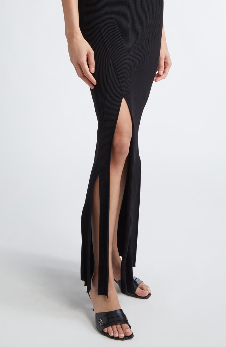 Victoria Beckham Braided Detail Sleeveless Rib Knit Dress, Alternate, color, 