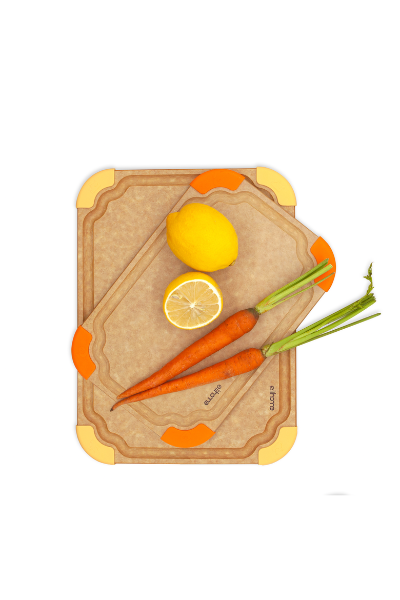 Premium Series 2 Pieces Cutting Board Set - Non Slip & Color Code, Main, color, Brown