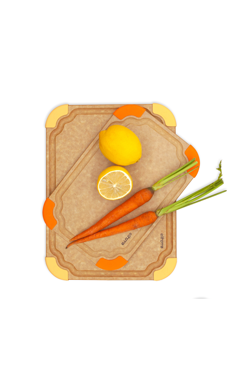 Eli Home Premium Series 2 Pieces Cutting Board Set - Non Slip & Color Code, Main, color, Brown