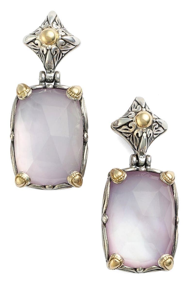 'Iliada' Rectangle Double Drop Earrings, Main, color, PINK