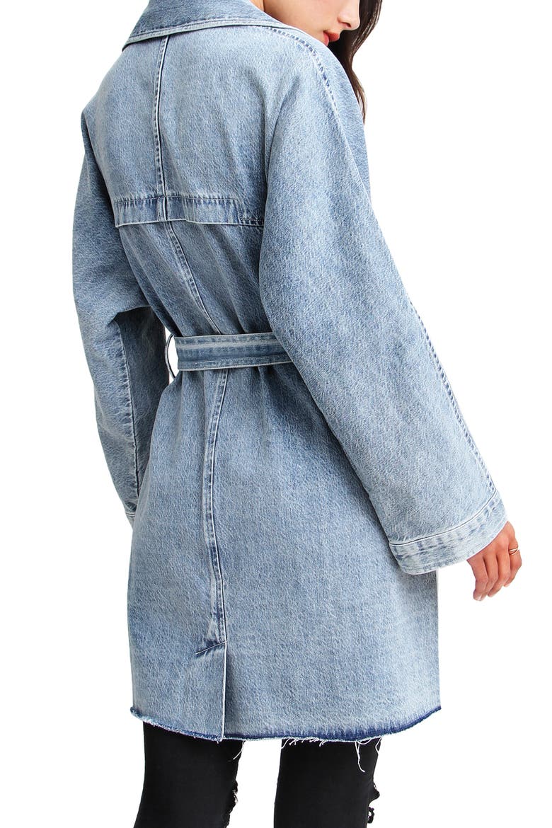 Relaxed Boyfriend Trench Denim Jacket, Alternate, color, INDIGO