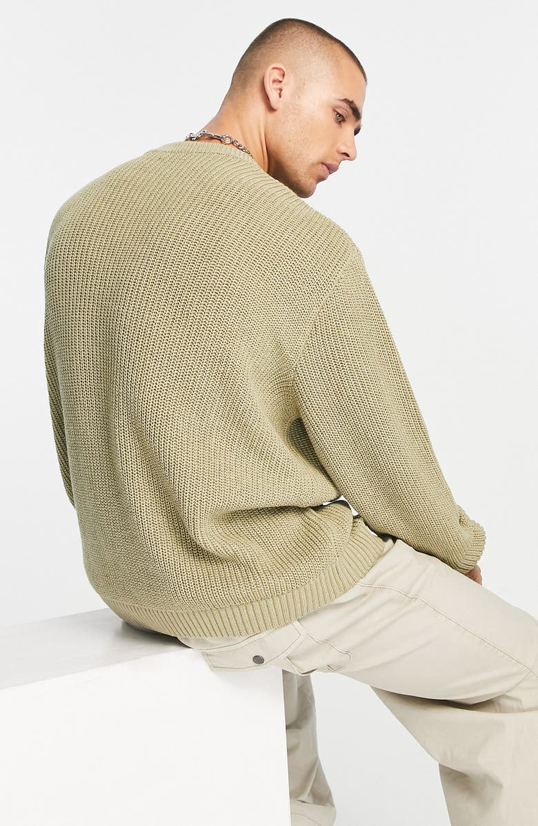ASOS DESIGN Oversize Fisherman Sweater, Alternate, color, 