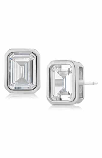 CZ by Kenneth Jay Lane Emerald Cut Cubic Zirconia Stud Earrings