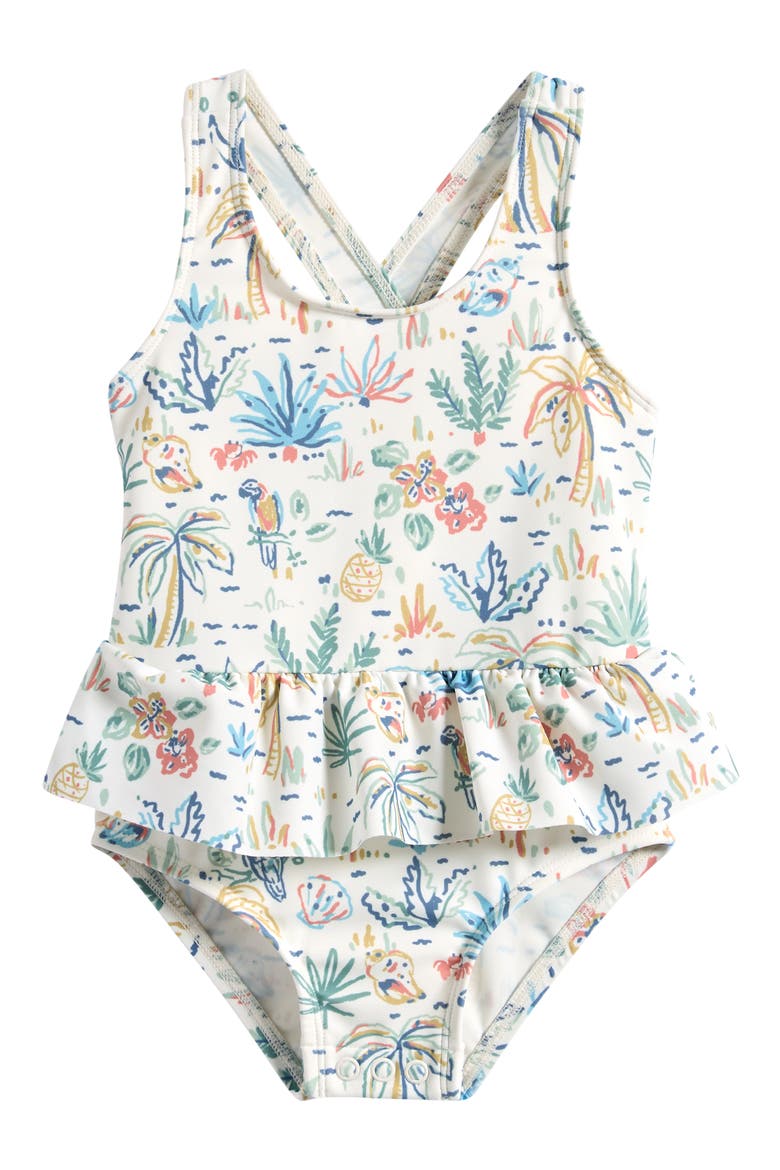 Ruffle One-Piece Swimsuit, Main, color, TROPICAL