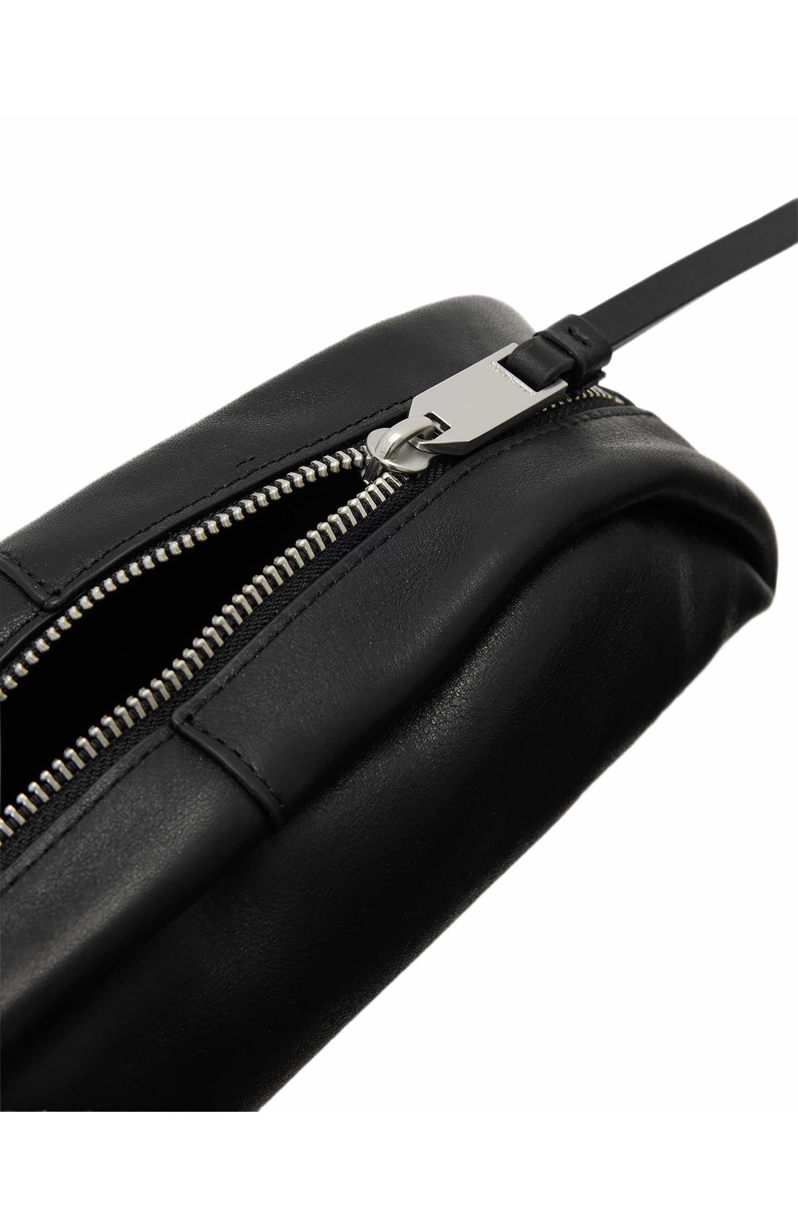 Rosalie Leather Pouch, Alternate, color, BLACK/ SILVER