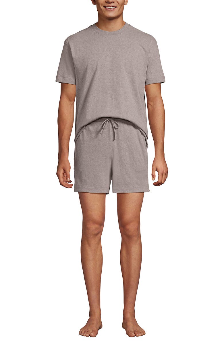 Lands' End Short Sleeve Knit Jersey Short Sleep Set, Main, color, Light Bark Heather