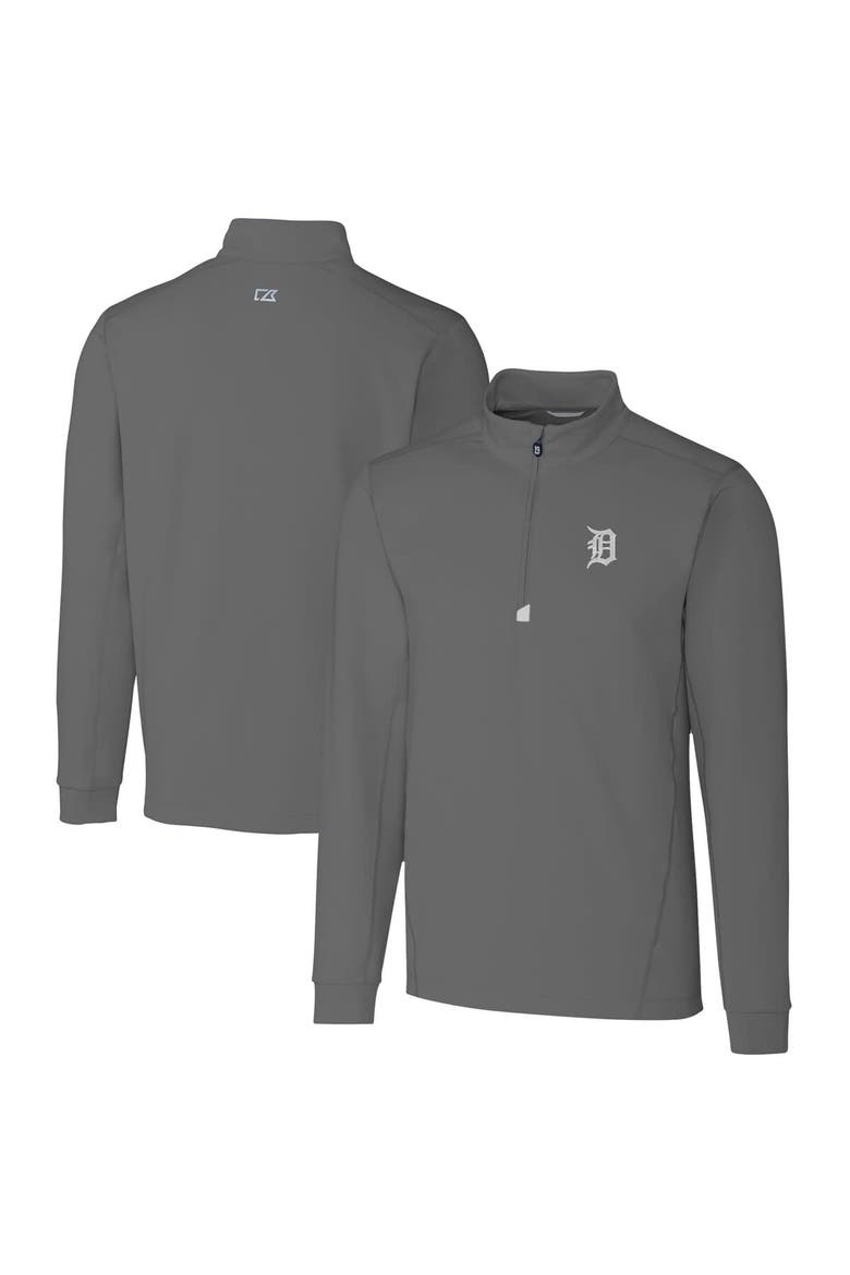 Men's Cutter & Buck  Gray Detroit Tigers Big & Tall Traverse Stretch Quarter-Zip Pullover Top, Main, color, Gray