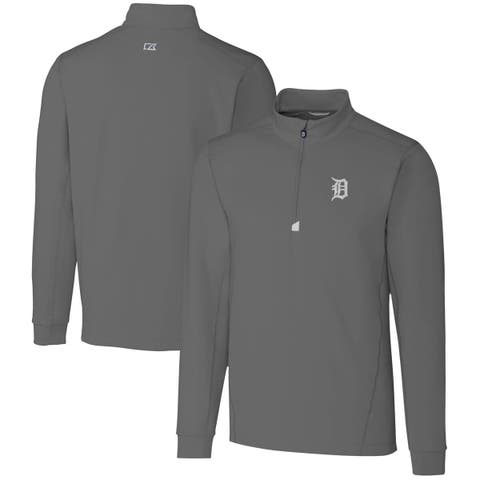 Men's Cutter & Buck  Gray Detroit Tigers Big & Tall Traverse Stretch Quarter-Zip Pullover Top