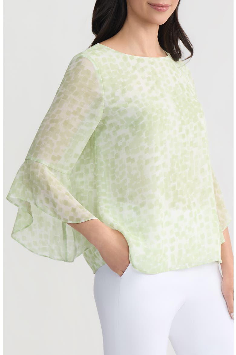 Ruffle Sleeve Top, Alternate, color, CELERY MULTI