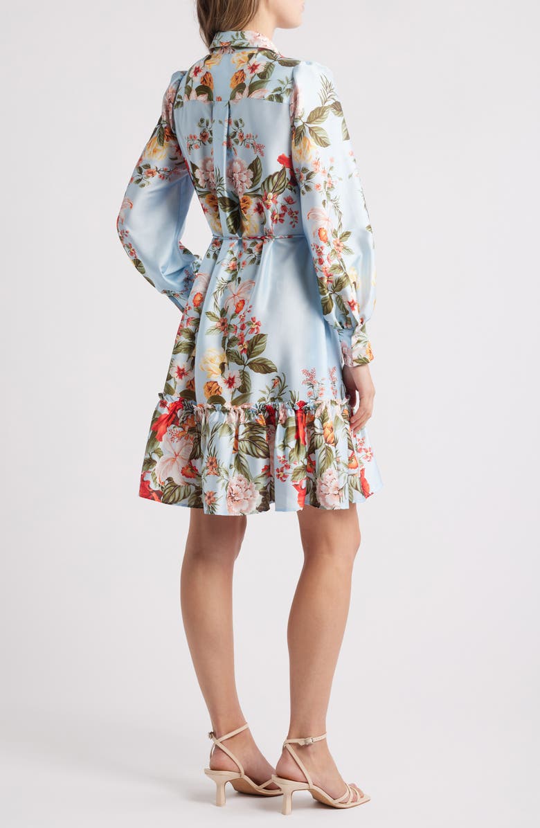 Julia Jordan Floral Long Sleeve Satin Shirtdress, Alternate, color,