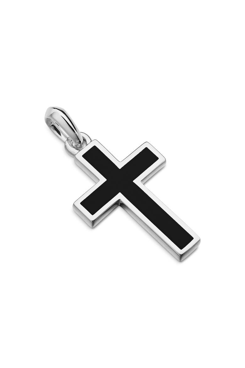 Inlay Cross Pendant, Alternate, color, SILVER/ BLACK ONYX