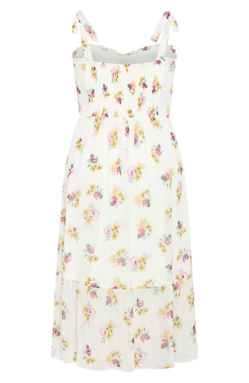 City Chic Ariadne Floral Tie Strap Midi Sundress In White