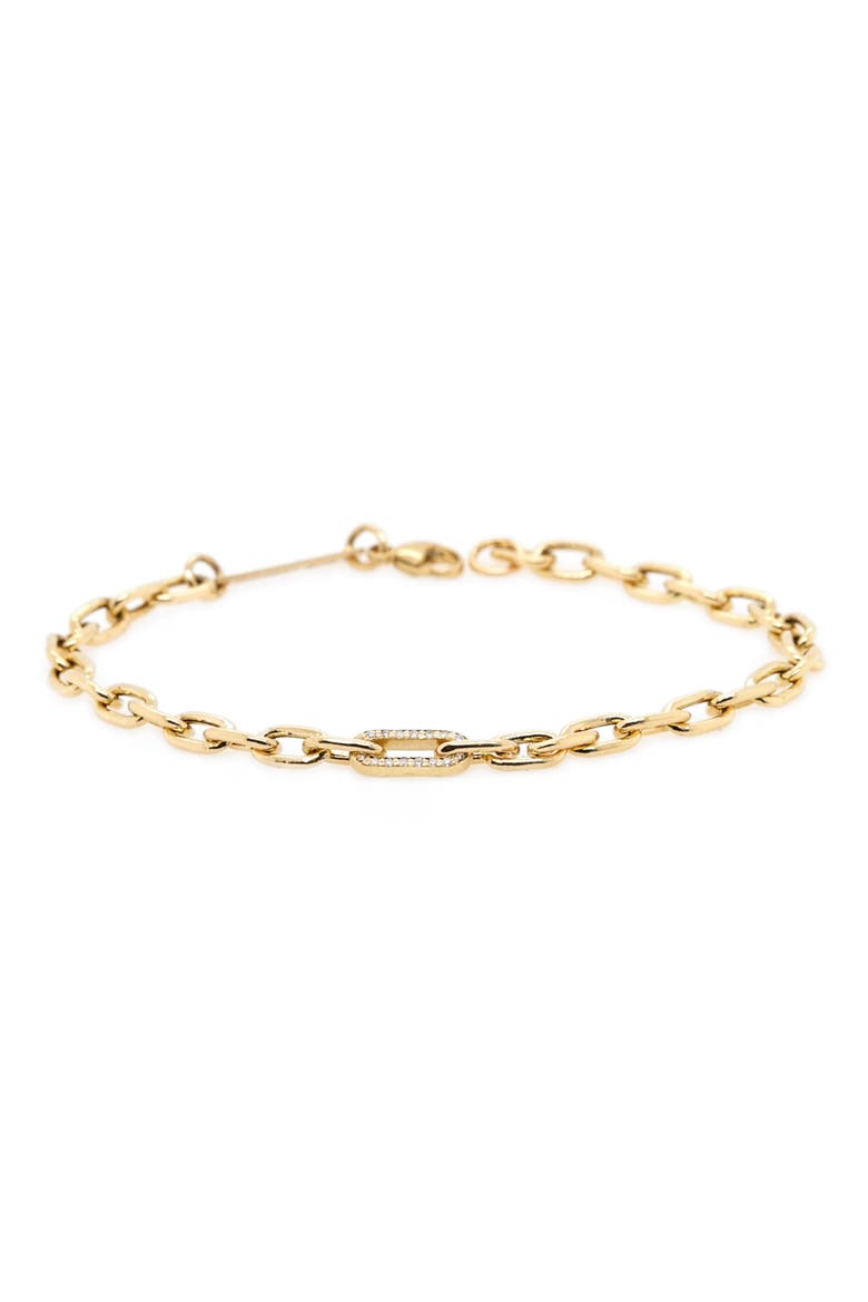 Heavy Metal Medium Square Oval Diamond Link Bracelet, Main, color, YELLOW GOLD/ DIAMOND