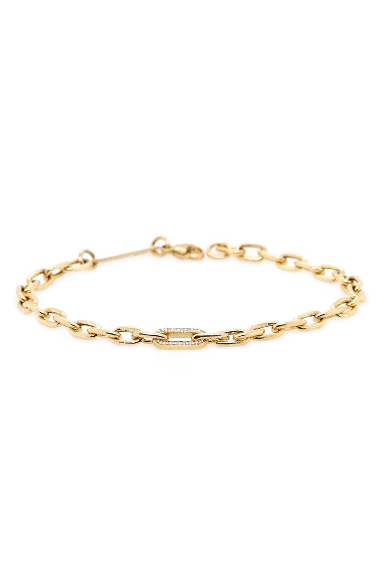 Zoë Chicco Heavy Metal Medium Square Oval Diamond Link Bracelet, Main, color,