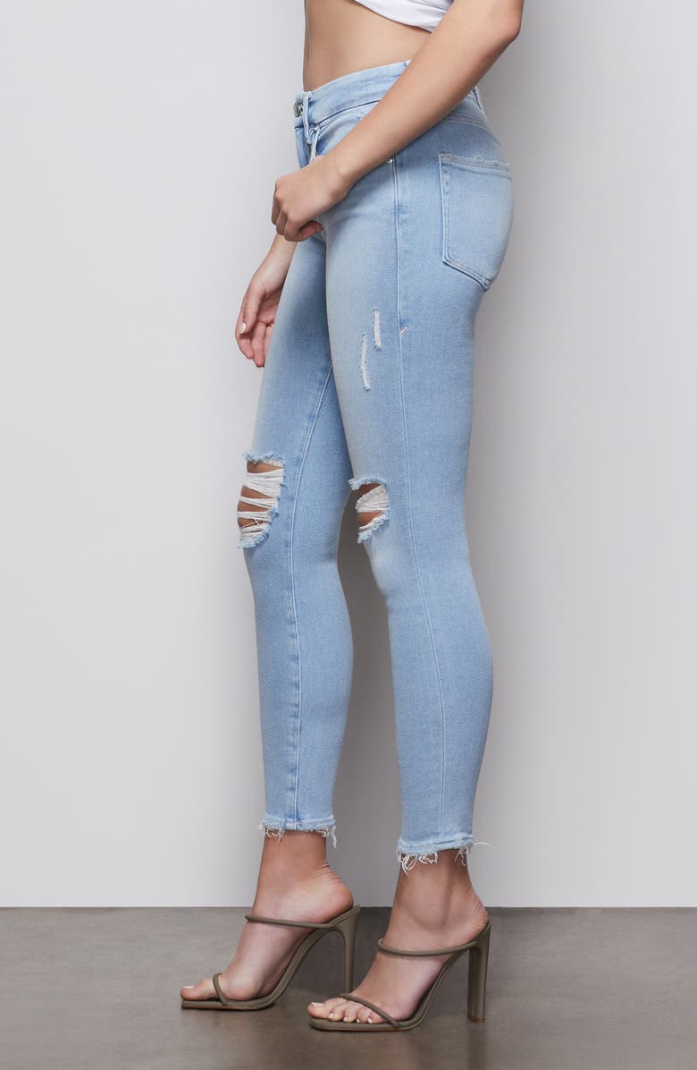 Good American Good Legs High Waist Ripped Ankle Skinny Jeans, Alternate, color, 