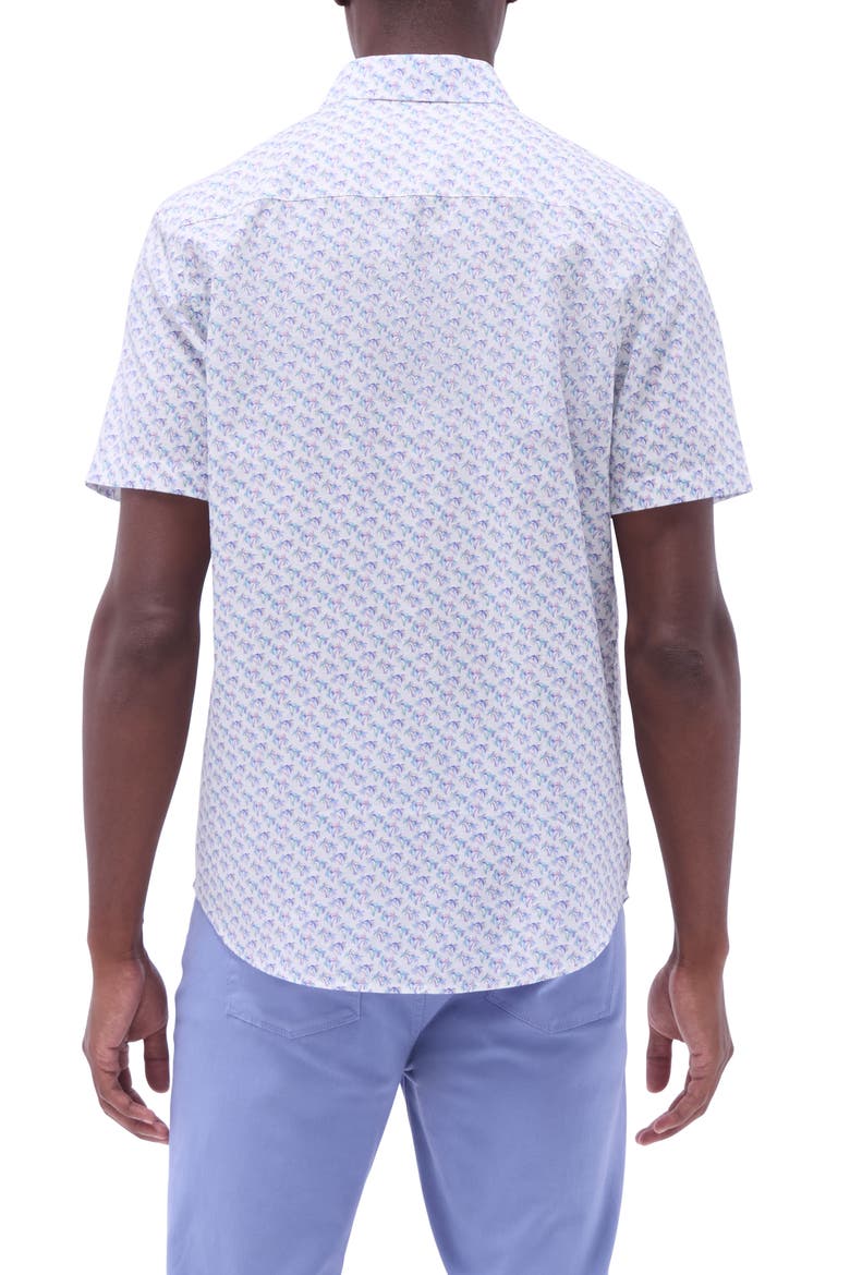 Orson Palm Tree Print Short Sleeve Linen & Cotton Button-Up Shirt, Alternate, color, LILAC