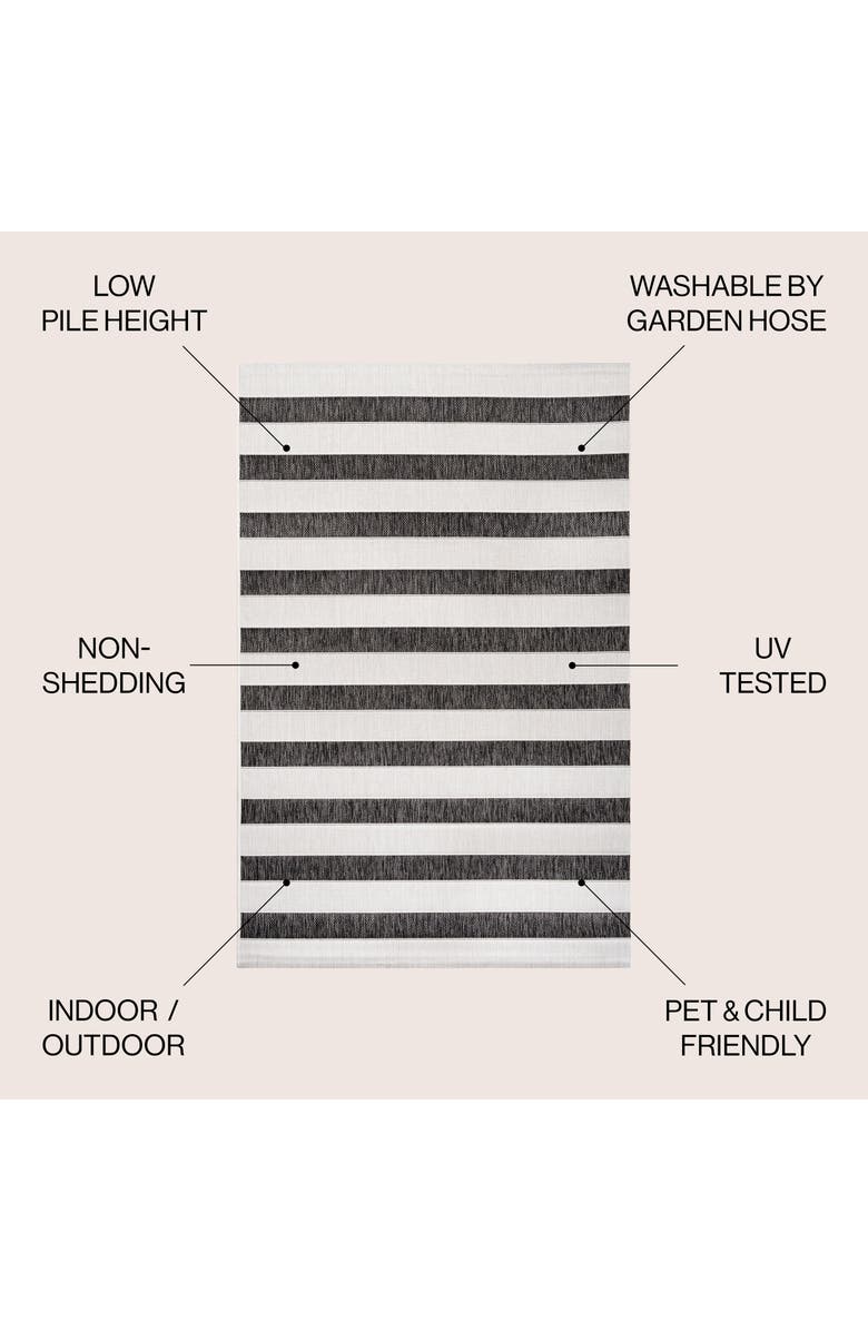 JONATHAN Y Aveiro Wide Stripe Indoor/Outdoor Area Rug, Alternate, color, Black/Cream