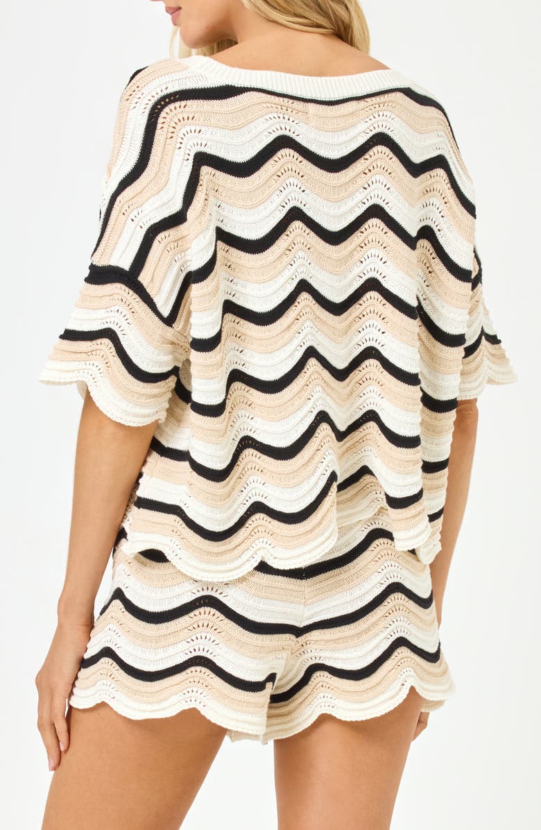 LSPACE Make Waves Stripe Short Sleeve Cover-Up Shirt, Alternate, color,