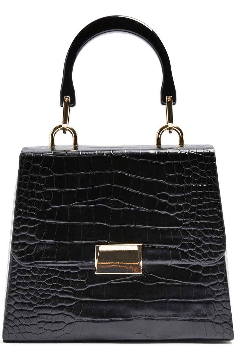 Topshop Crocodile Embossed Flap Handbag, Main, color,