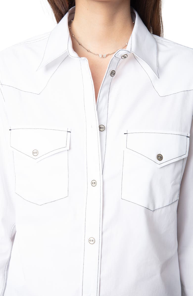 Zadig & Voltaire Thelma Pop Cotton Button-Up Western Shirt, Alternate, color, 