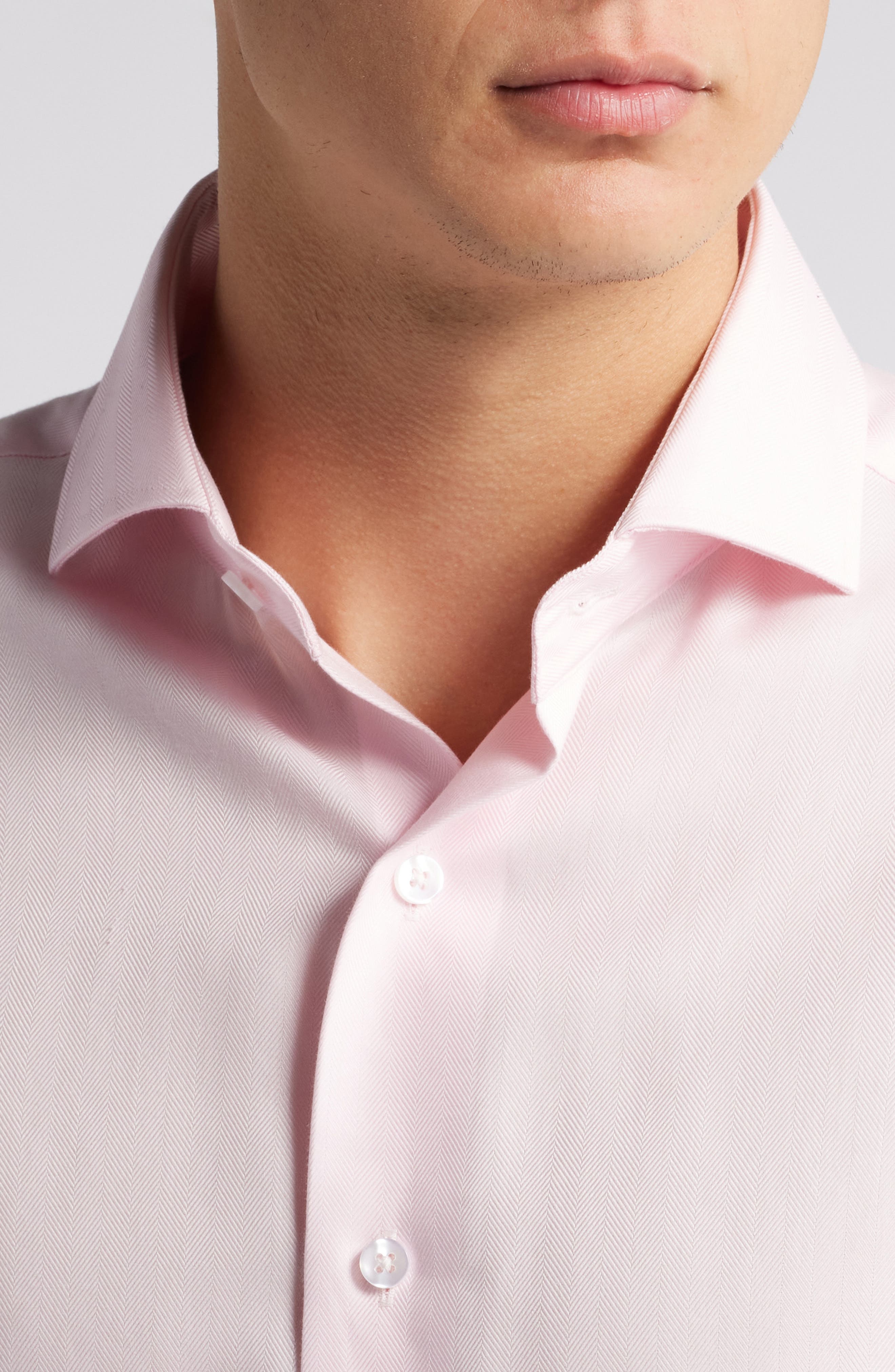 Herringbone Textured Button-Up Shirt - image 2