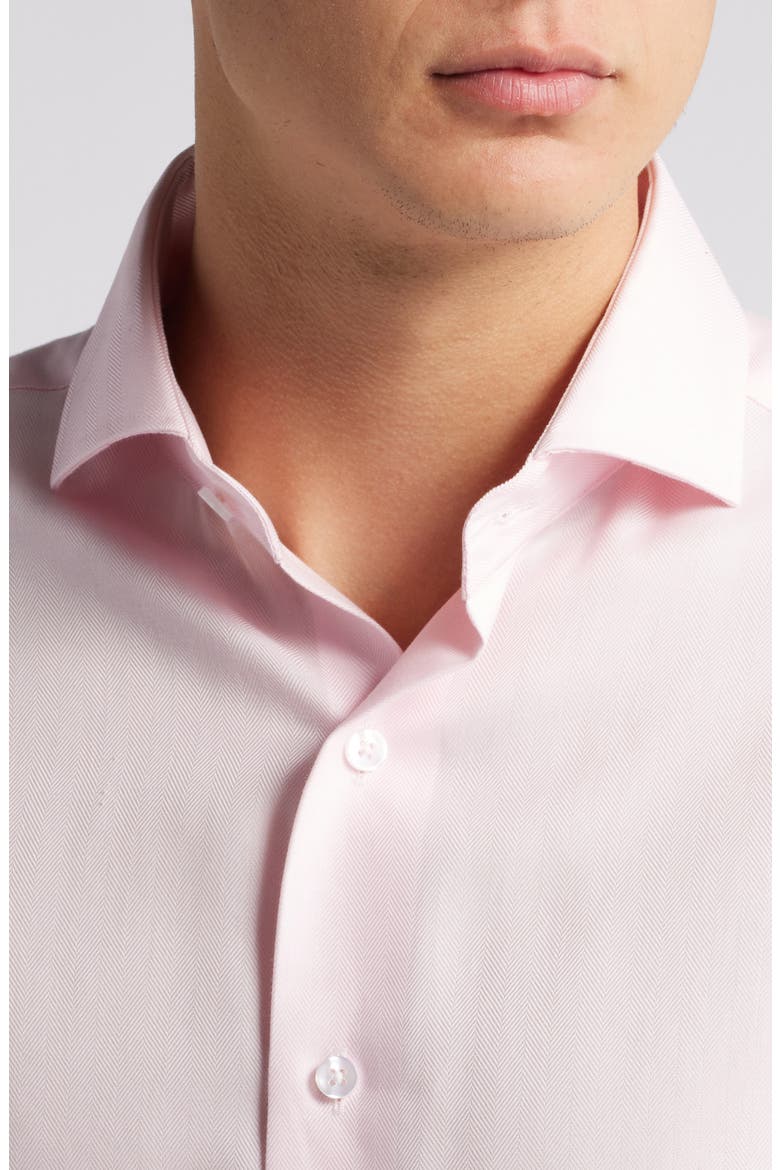 Herringbone Textured Button-Up Shirt, Alternate, color, PINK