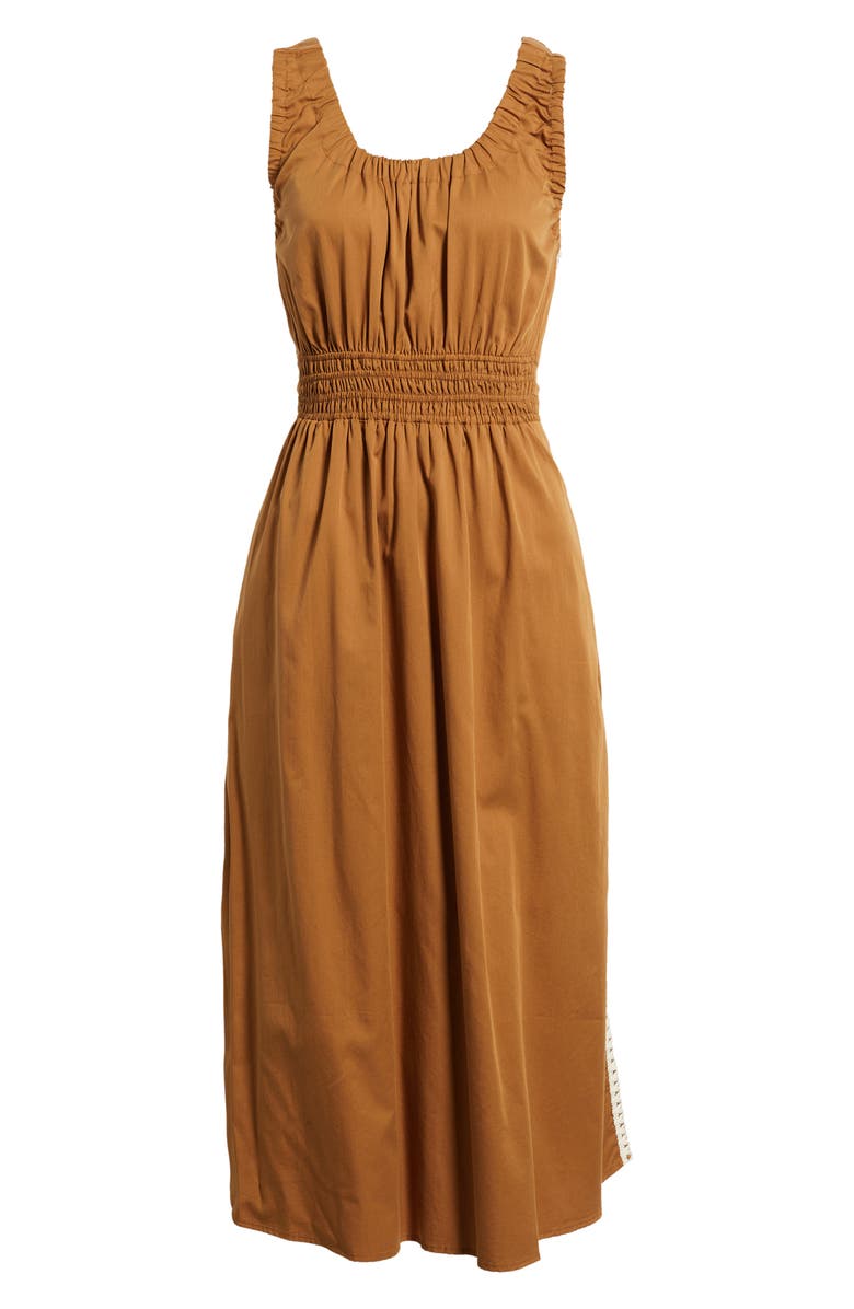 Wit & Wisdom Smocked Waist Sleeveless Midi Dress, Alternate, color, Butter Toffee
