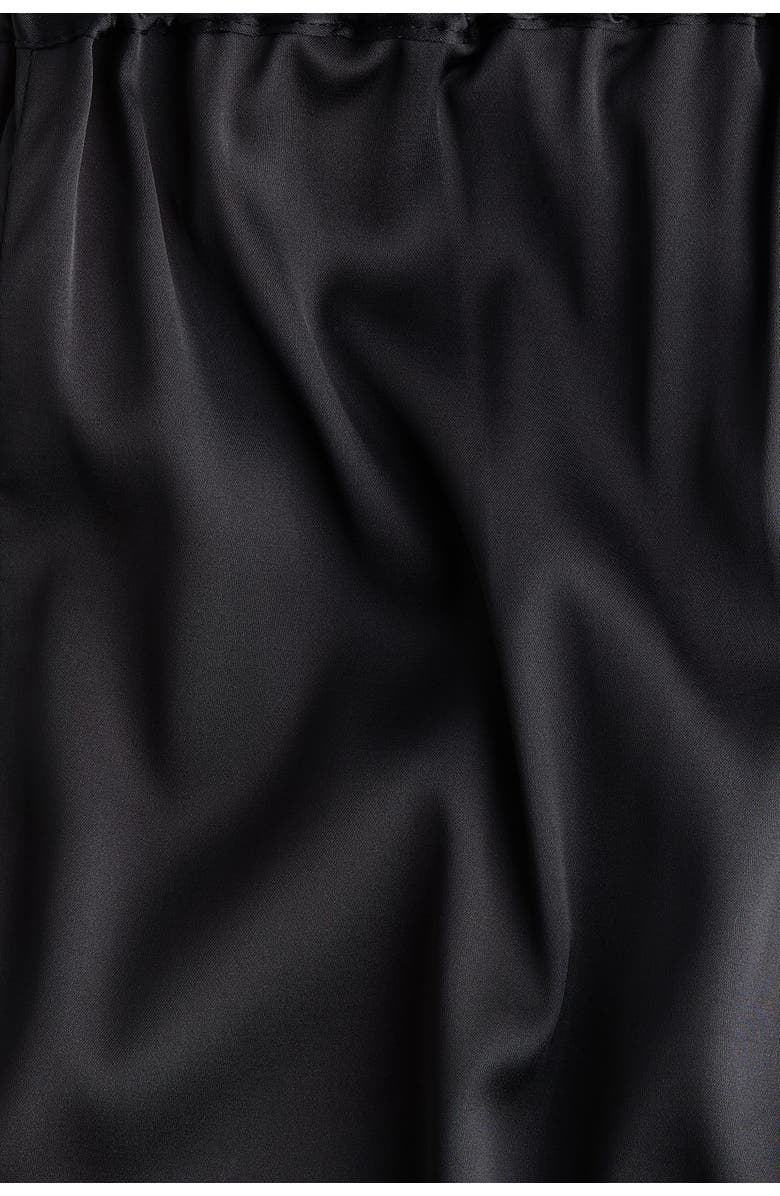 H&M Embroidered Satin Trousers, Alternate, color, Black