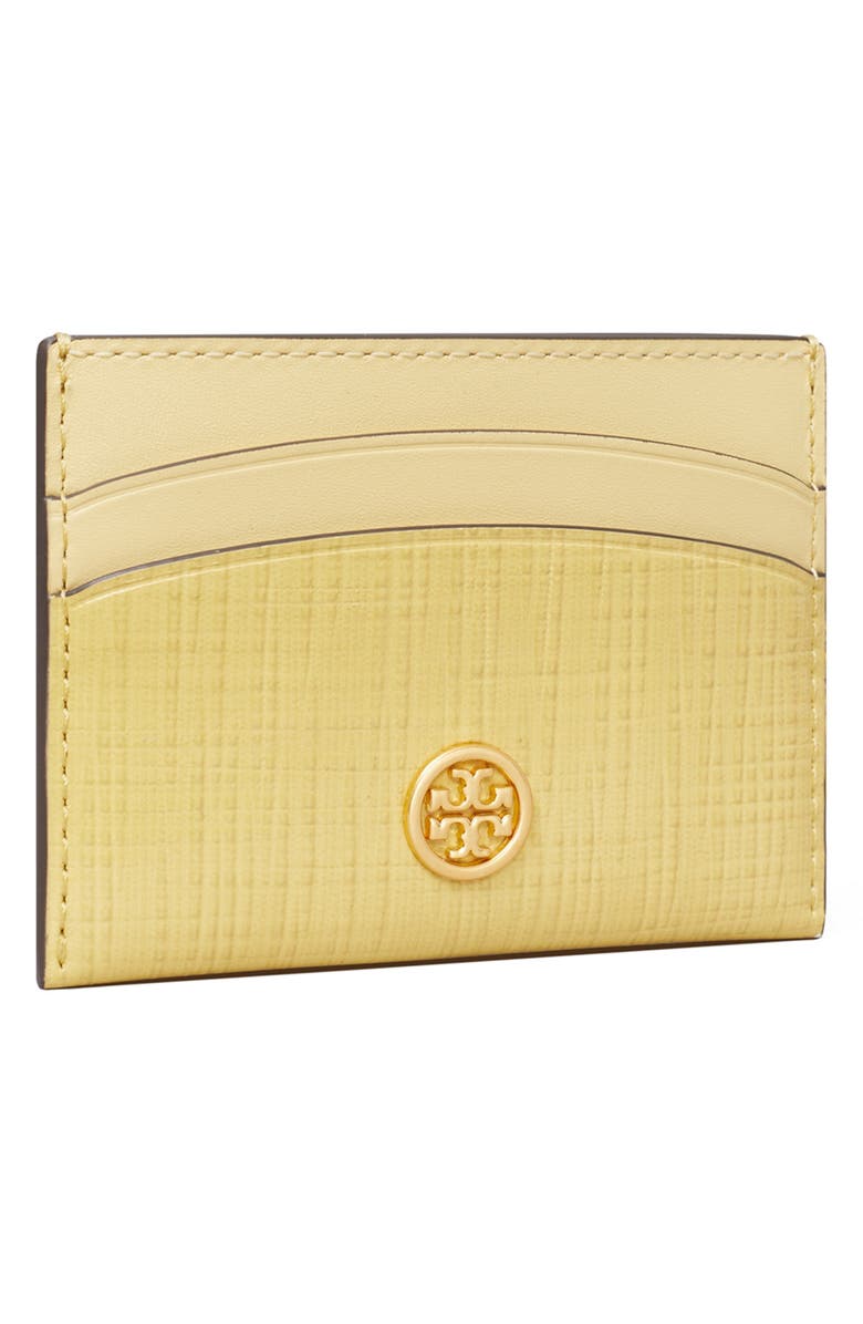 Tory Burch Robinson Crosshatch Leather Card Case, Alternate, color,