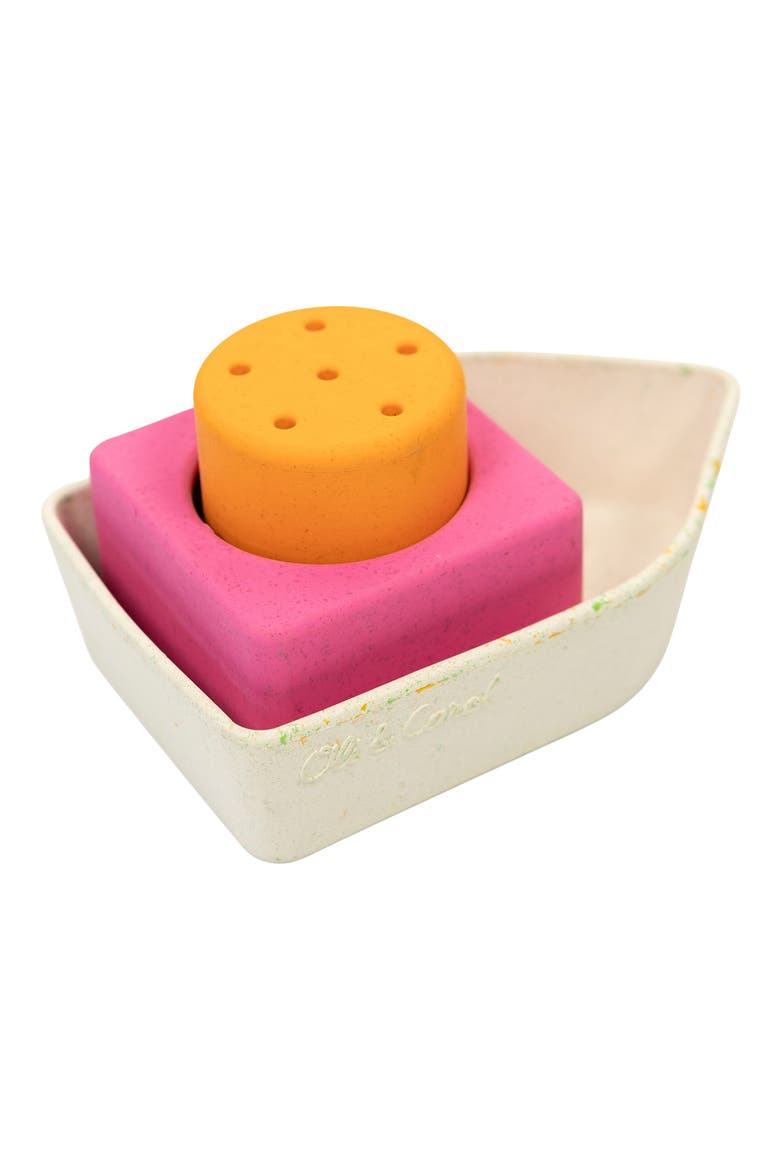 Upcycled Boat Set of 3 Bath Toys, Alternate, color, ORANGE
