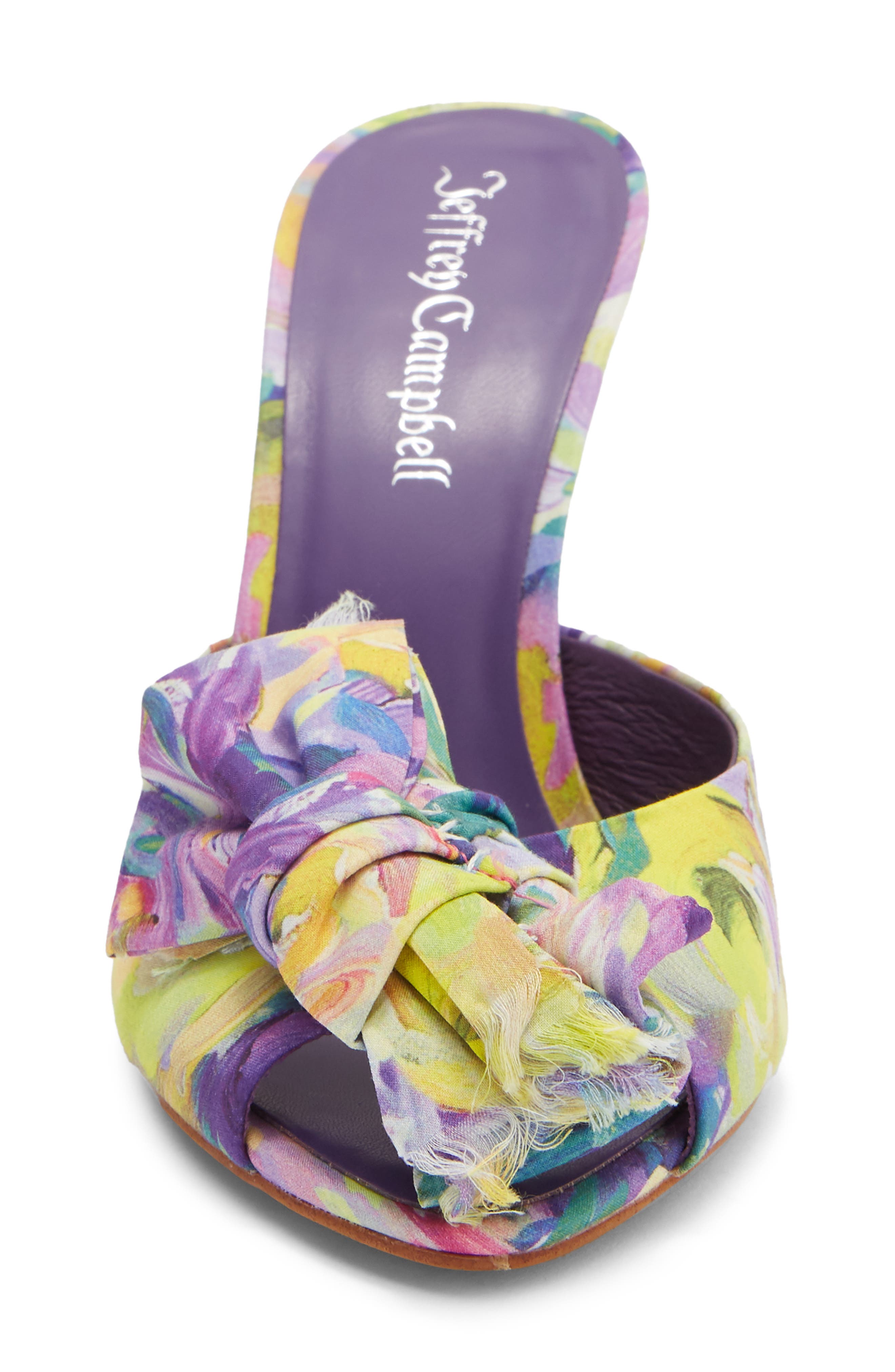 Jeffrey Campbell First Kiss Peep Toe Slide Sandal, Alternate, color, Purple Multi Floral