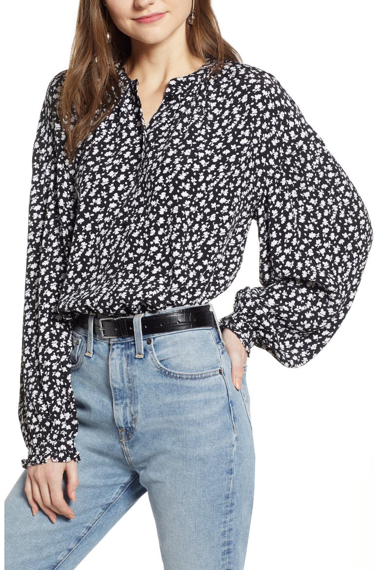 Easy Volume Top (Nordstrom Exclusive), Main, color, SN BLACK VINTAGE FLORAL