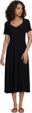 Lands' End Silky Knit Sweetheart Midi Dress