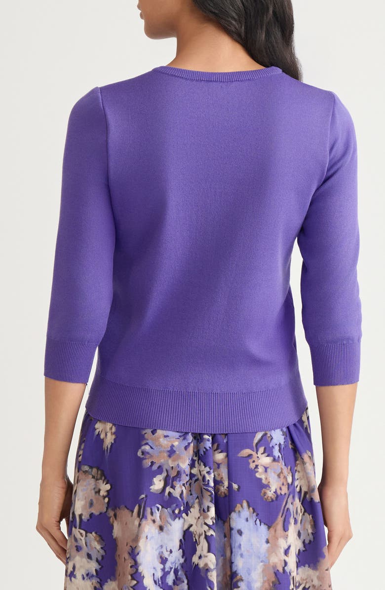 Misook Embroidered Floral Sweater, Alternate, color, Purple Multi