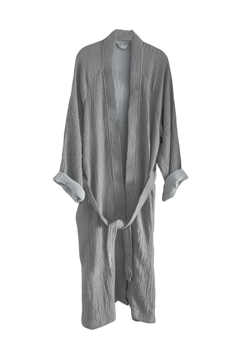 Anaya Crinkled Cotton Cuddle Robe, Main, color, Charcoal Grey