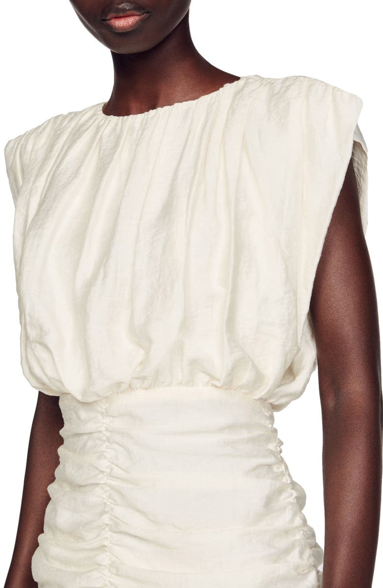 SANDRO Diamant Ruched Dress, Alternate, color, Ecru