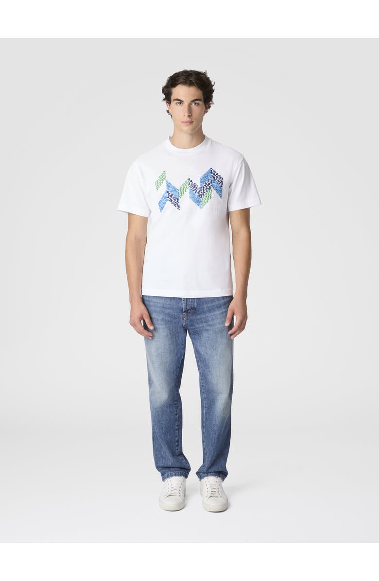 Missoni Short Sleeve T-shirt With Flame Zigzag Insert And Logo, Alternate, color, White