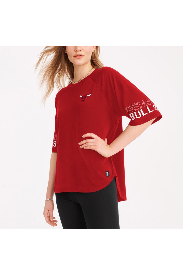 Women's DKNY Sport  Red Chicago Bulls Diana Raglan Tri-Blend Oversized T-Shirt, Main, color, Red