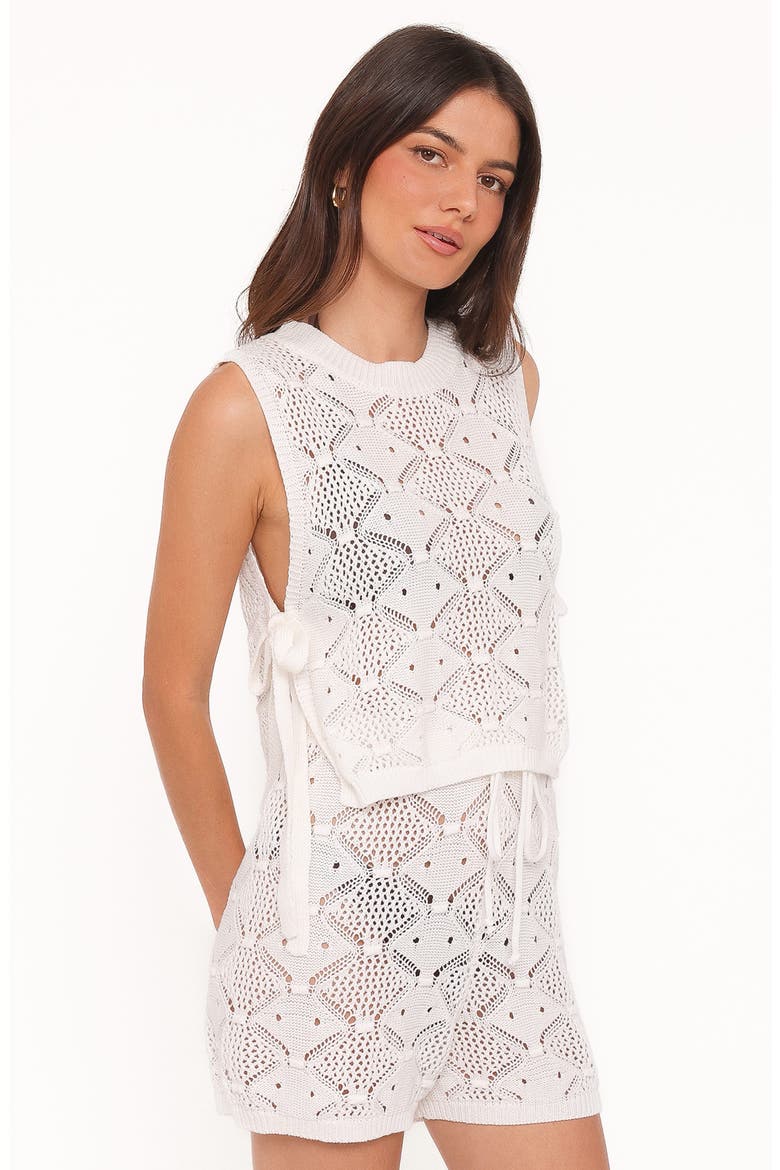 Ysabel Pointelle Knit Top & Shorts Set, Alternate, color, CREAM