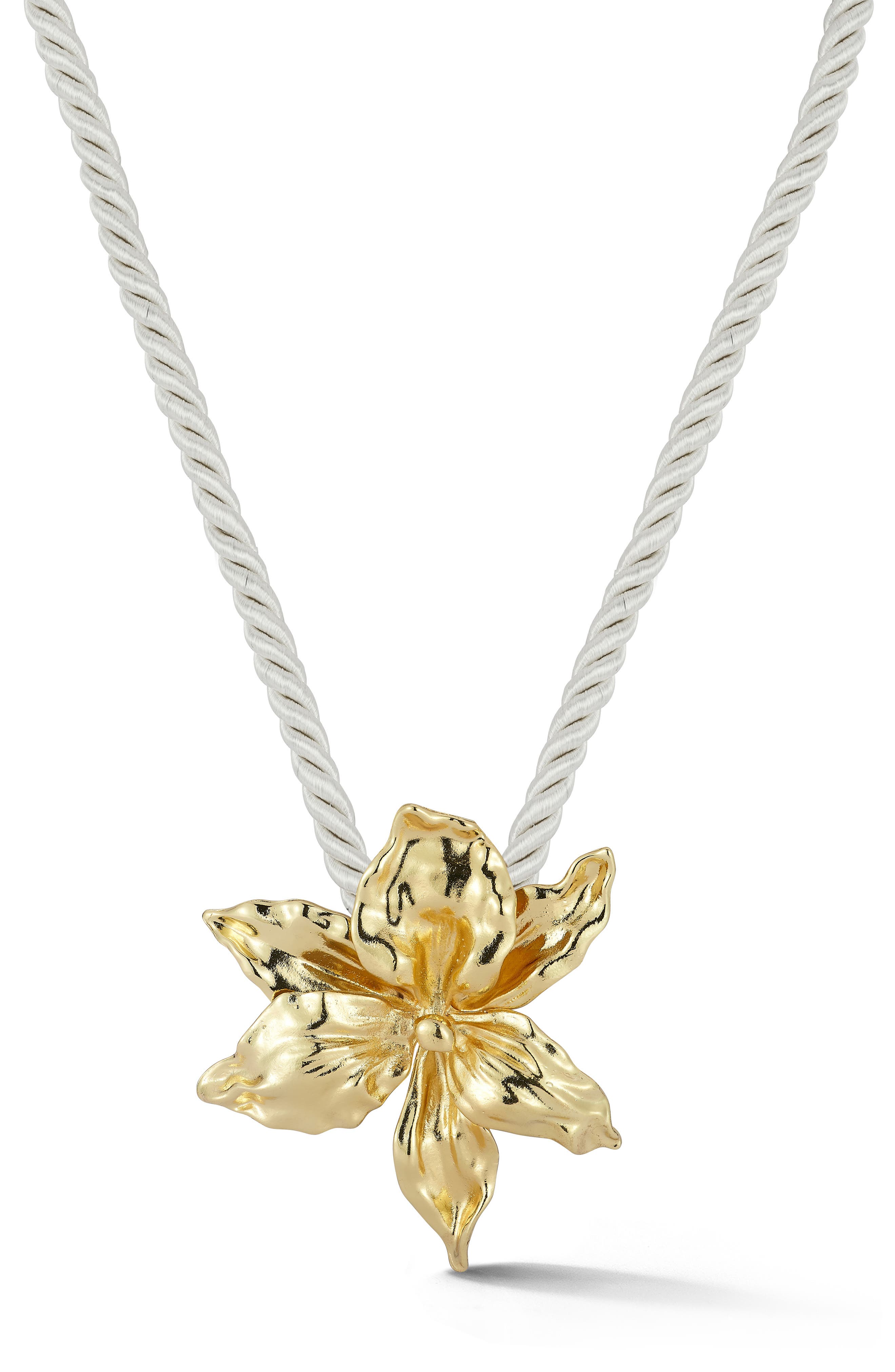 Gold Plated Flower Pendant Cord Necklace