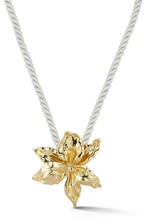 Gold Plated Flower Pendant Cord Necklace